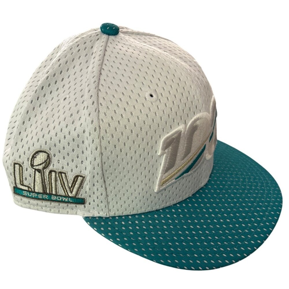 New Era NFL White & Teal Super Bowl LIV 100th Anniversary 9Fifty Snapback Cap - Picture 4 of 7